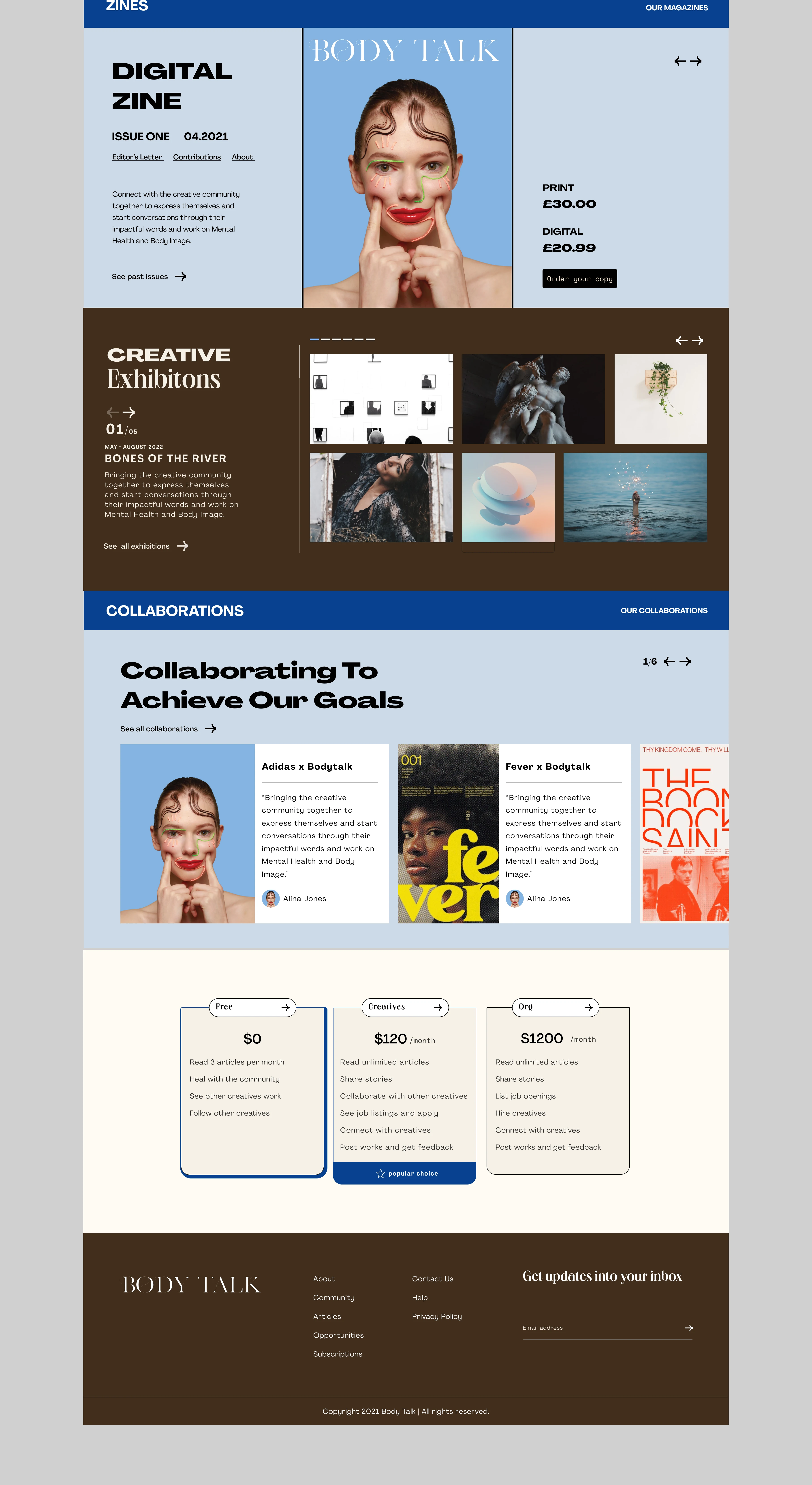 Body Talk — zines, exhibitions, collaborations, and membership tiers