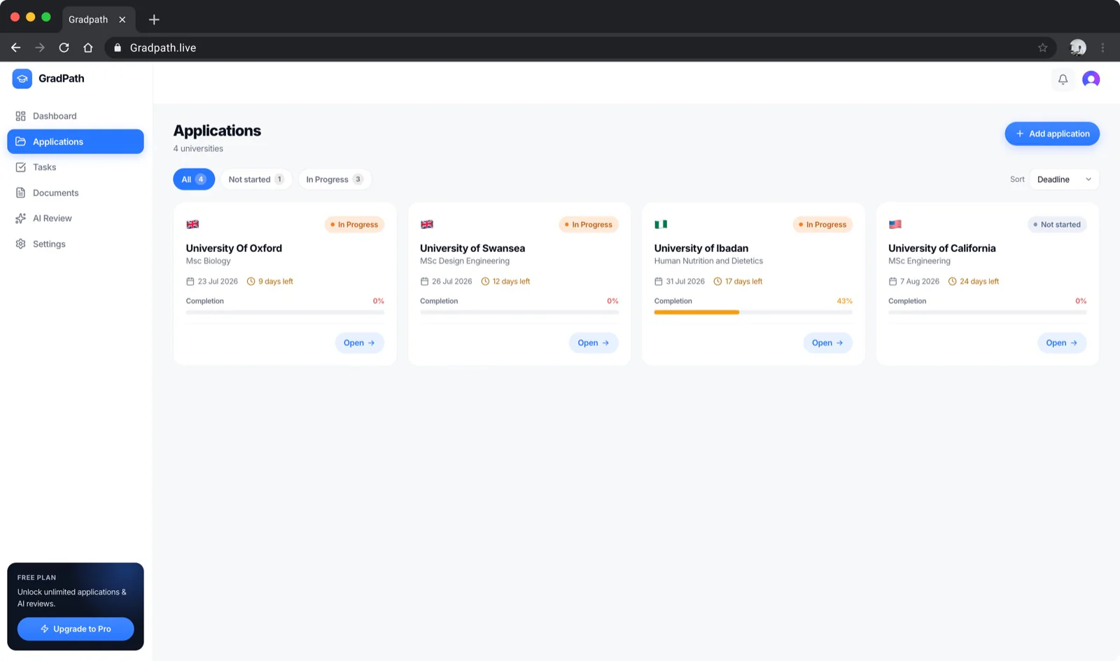 GradPath — application management workspace
