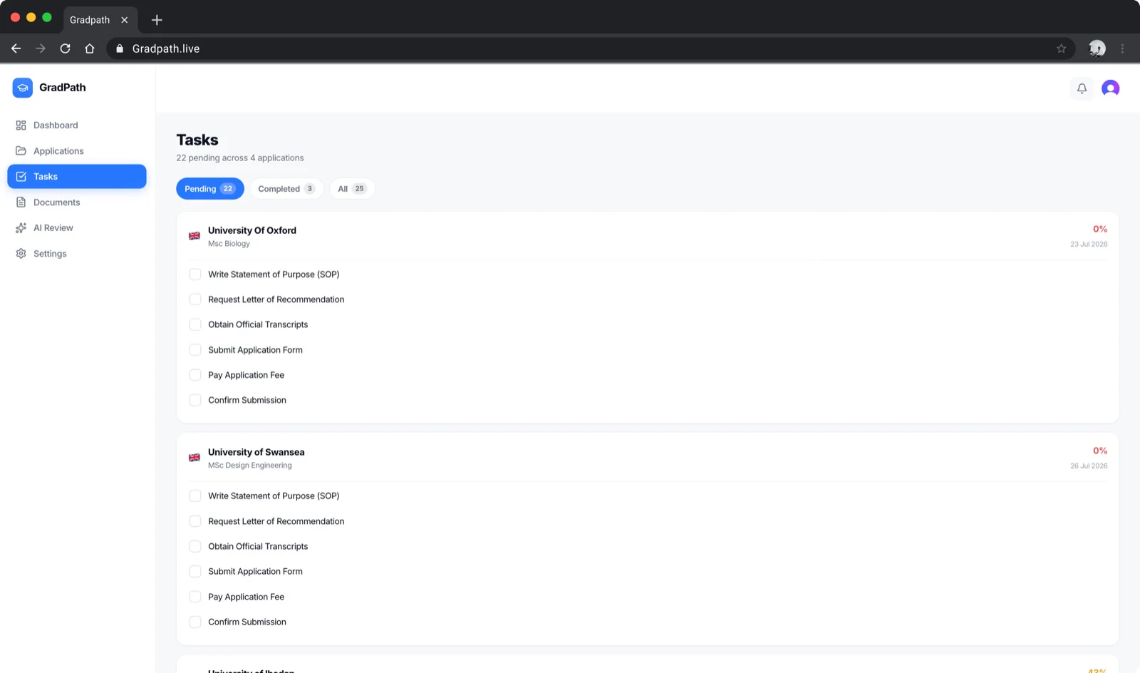 GradPath — task management