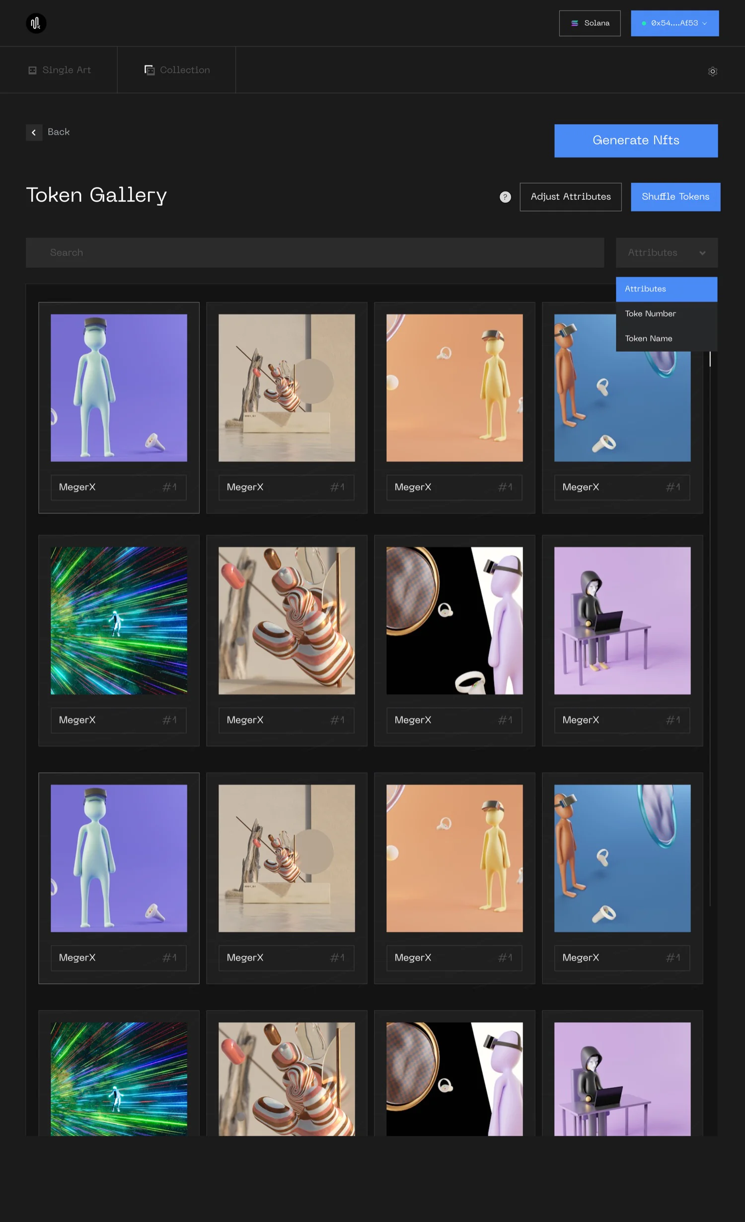 Merger X — filter and preview generated NFTs