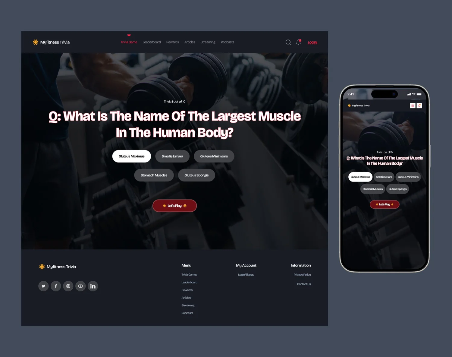 MyFitness trivia screen