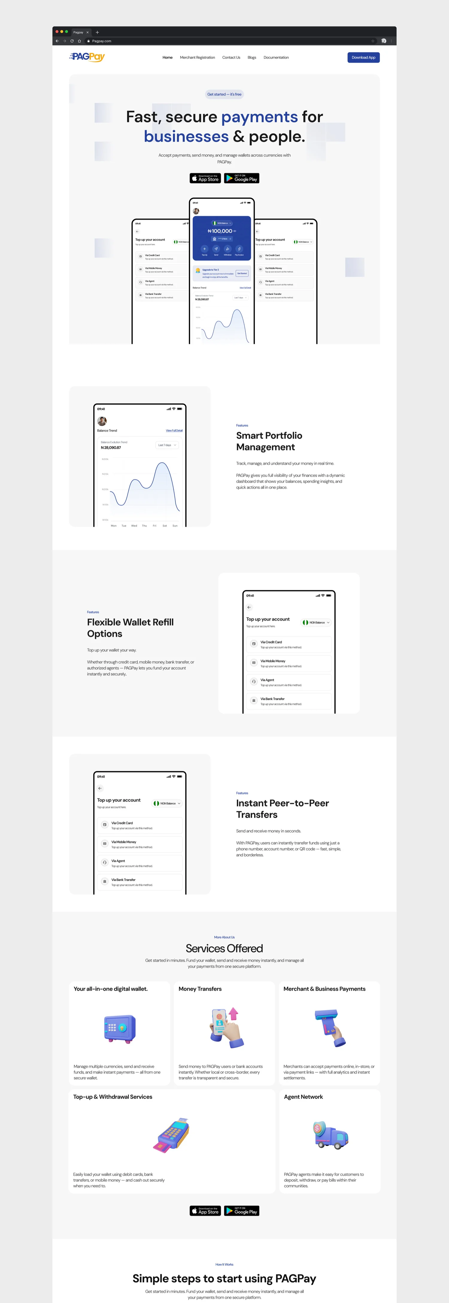 PAGPay website — full landing page
