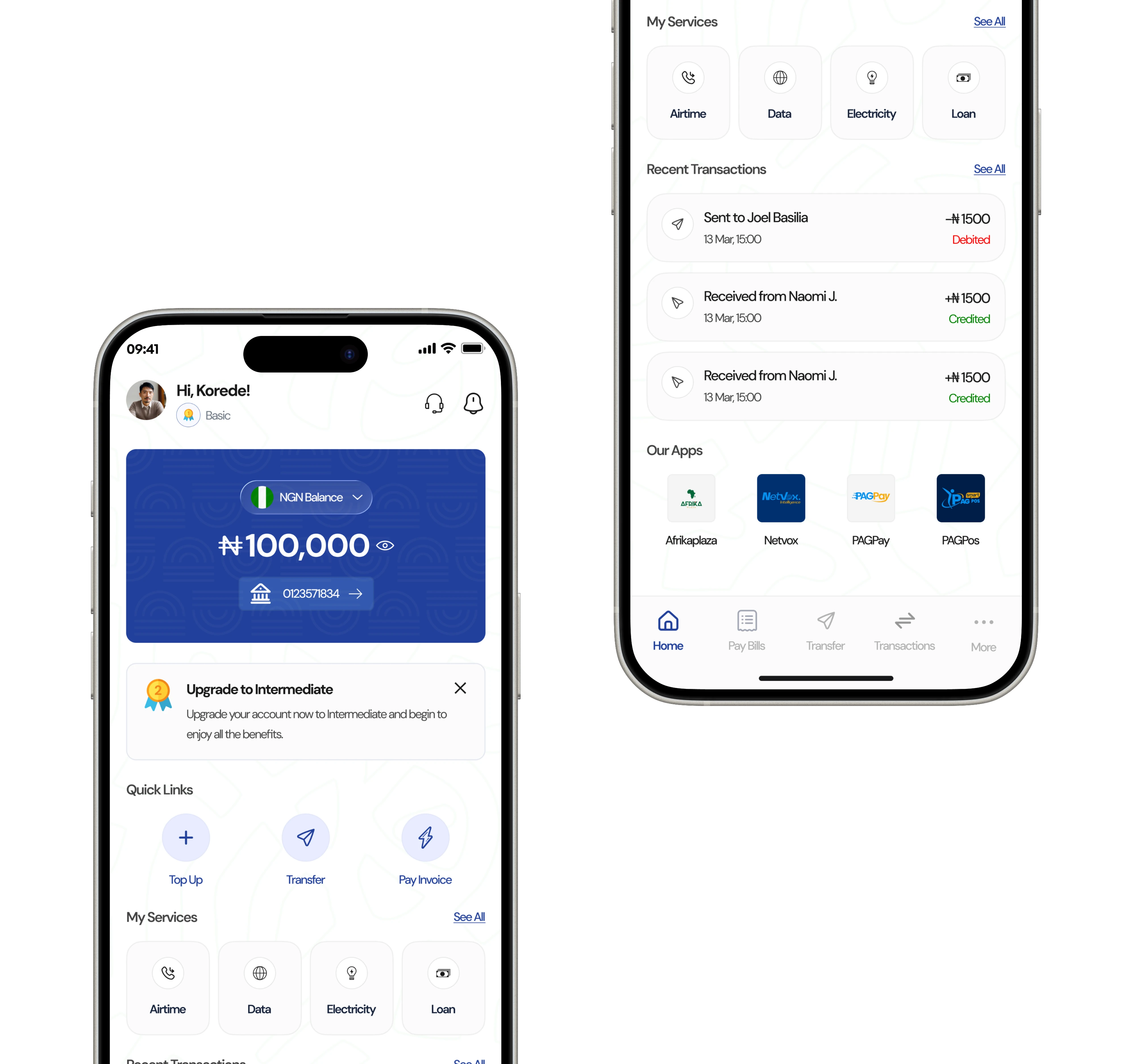 Home dashboard screens