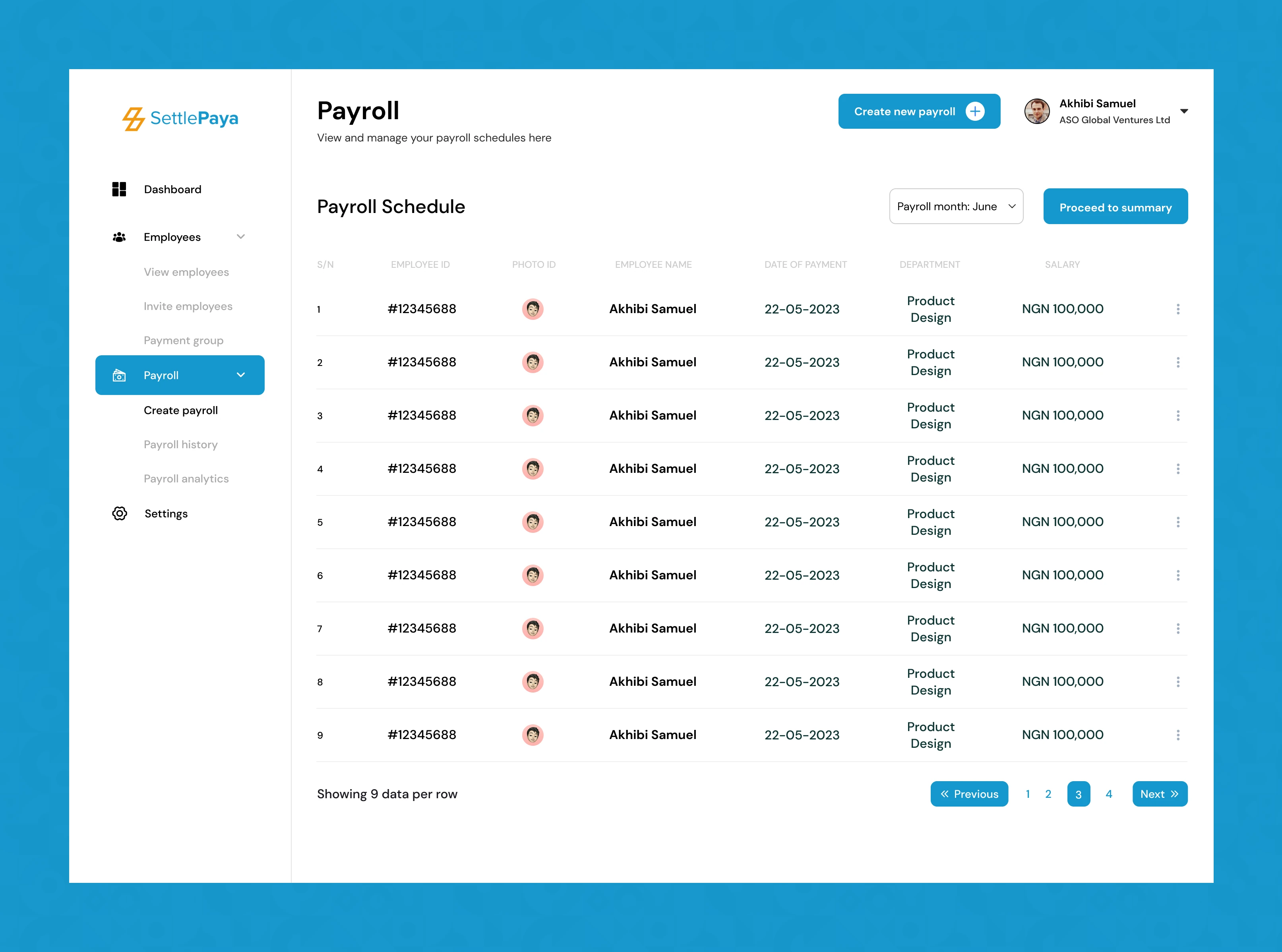SettlePaya — payroll schedule