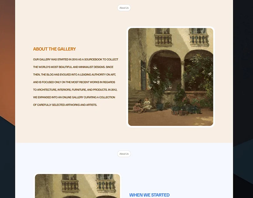 Art Gallery — Full Landing Page